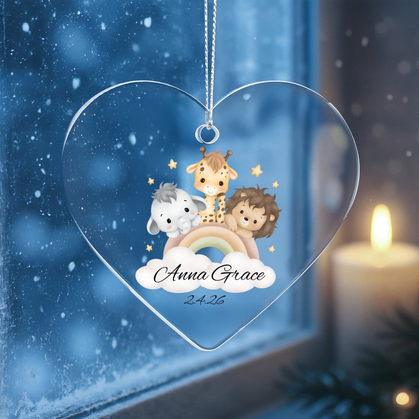 Baby Safari Animal Heart Ornament