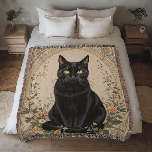 Black Cat Woven Blanket-[Heartfelt Family Gift]
