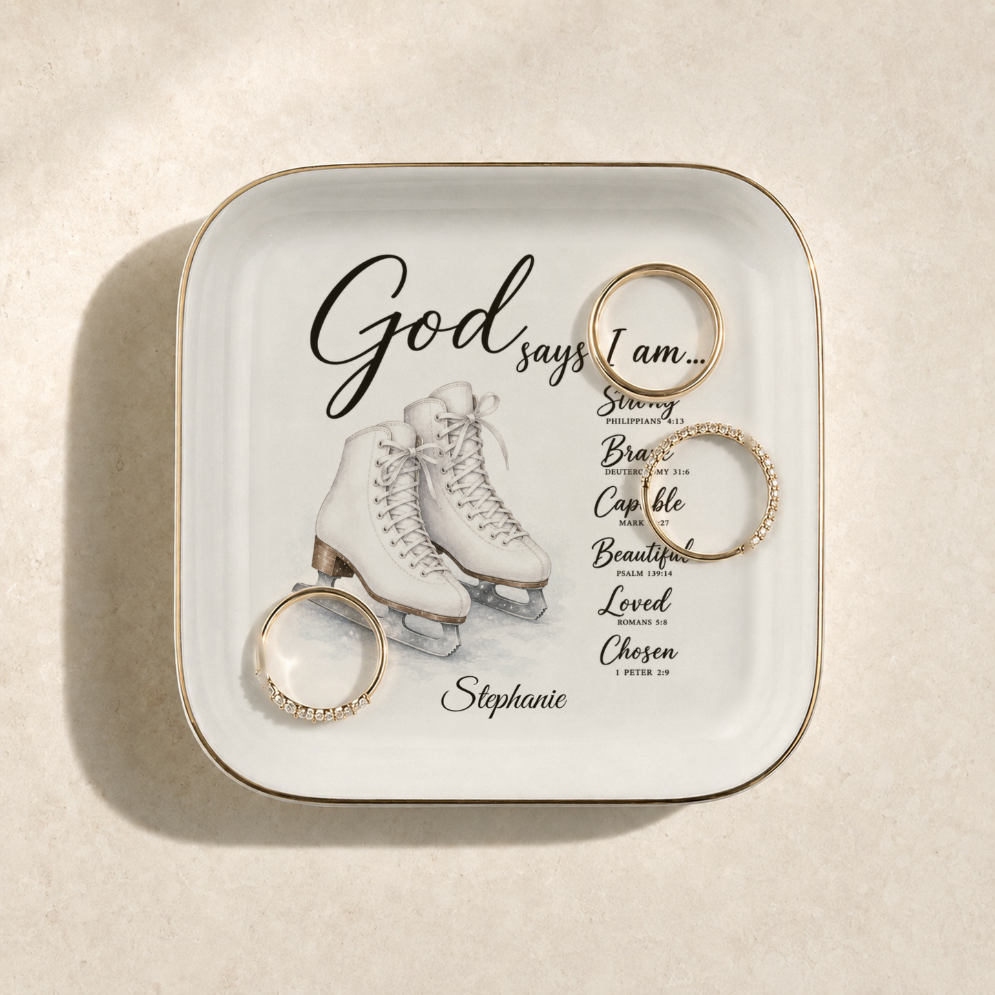Ice Skating Christian Jewelry Dish Trinket Tray