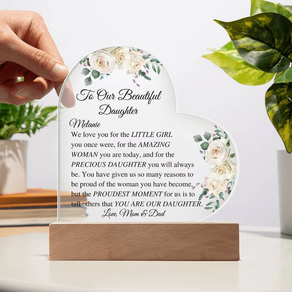 Daughter Acrylic Heart Plaque from Mom & Dad