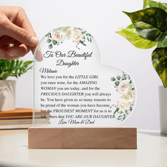 Daughter Acrylic Heart Plaque from Mom & Dad