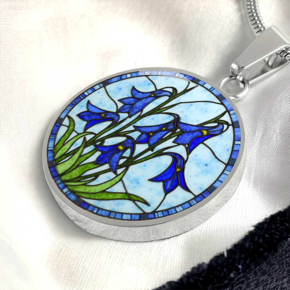 Iris Floral Necklace with Engraving