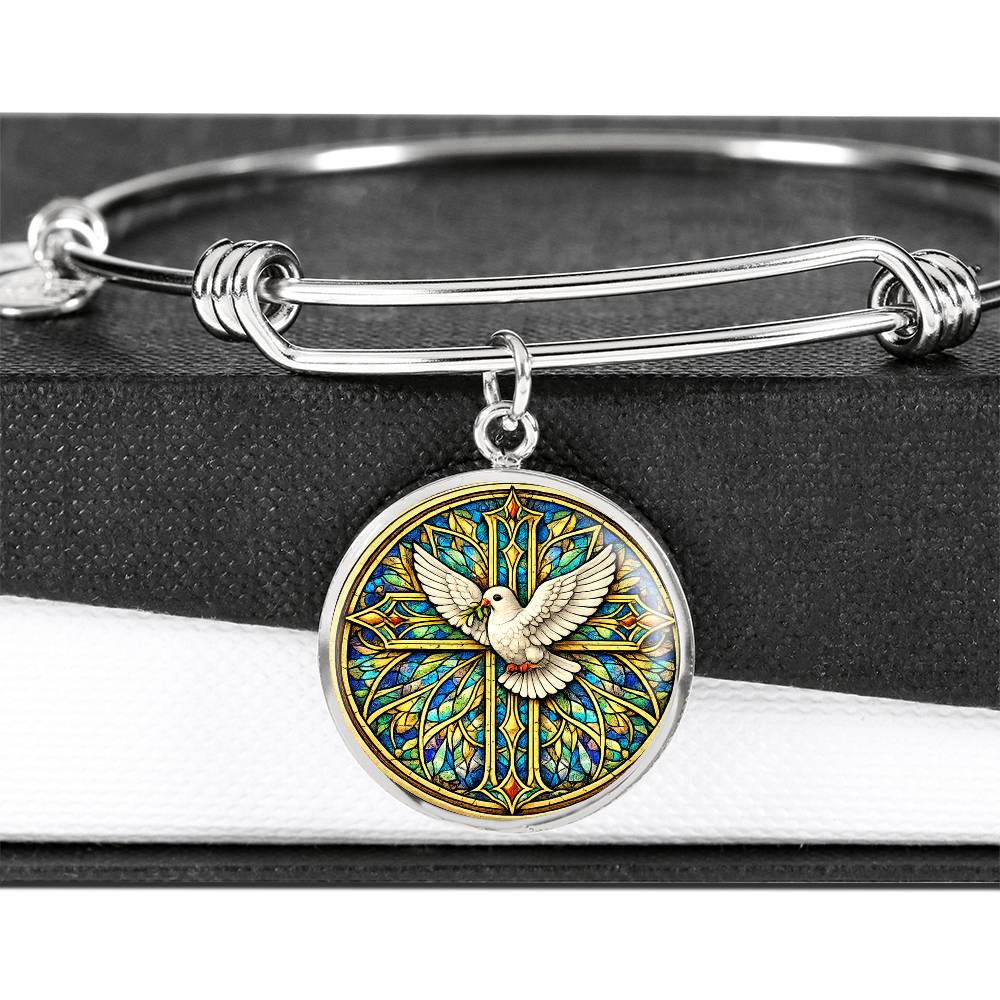 Personalized Dove and Holy Cross Necklace, Women's Religious Jewelry Gift