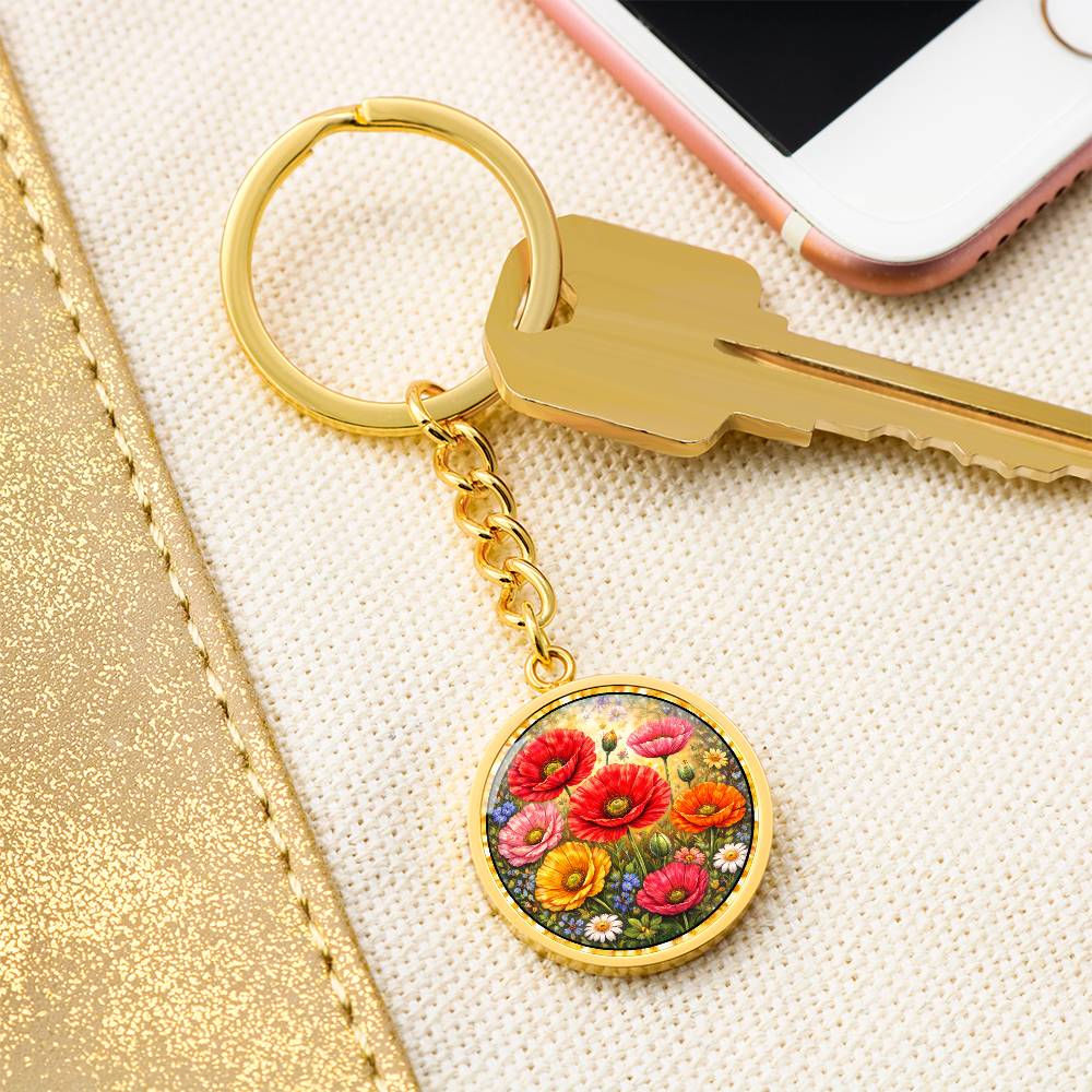 Personalized Peony Flowers Engraved Necklace Bracelet or Keychain