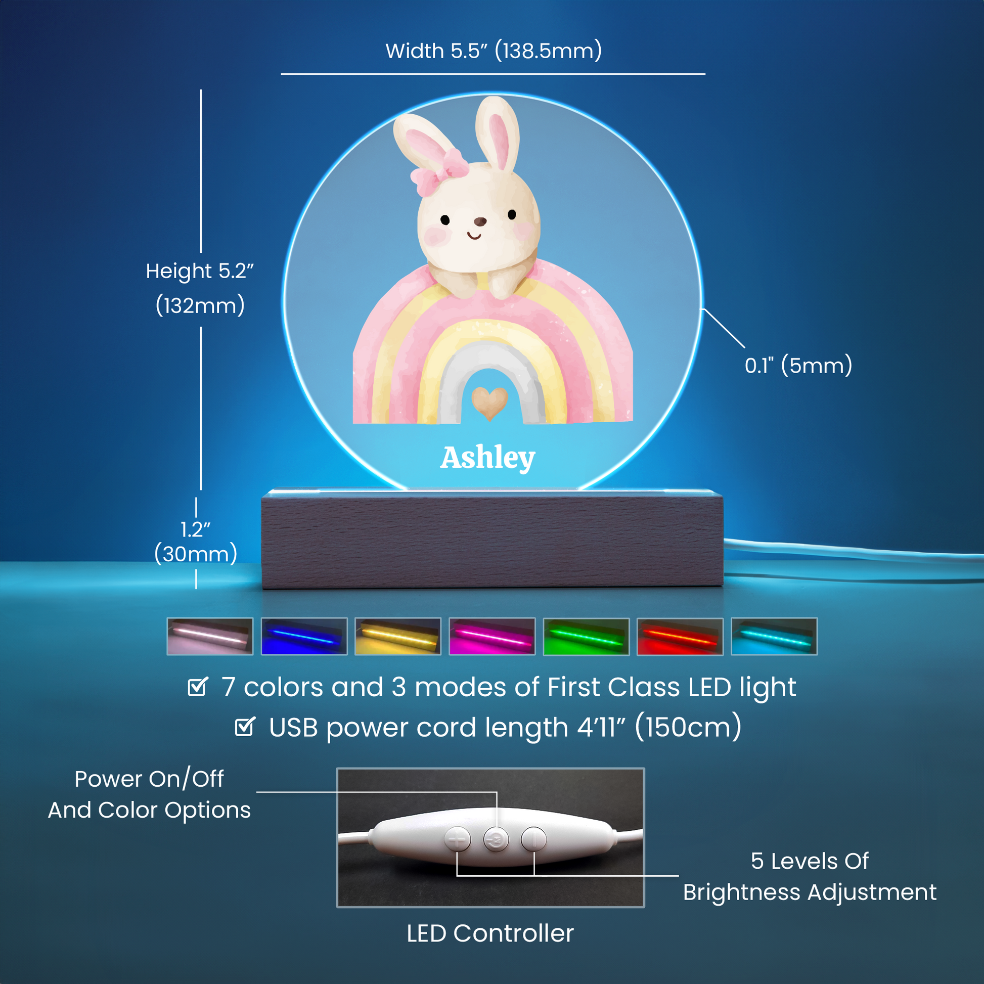 Rainbow and Bunny Night Light-[Heartfelt Family Gift]