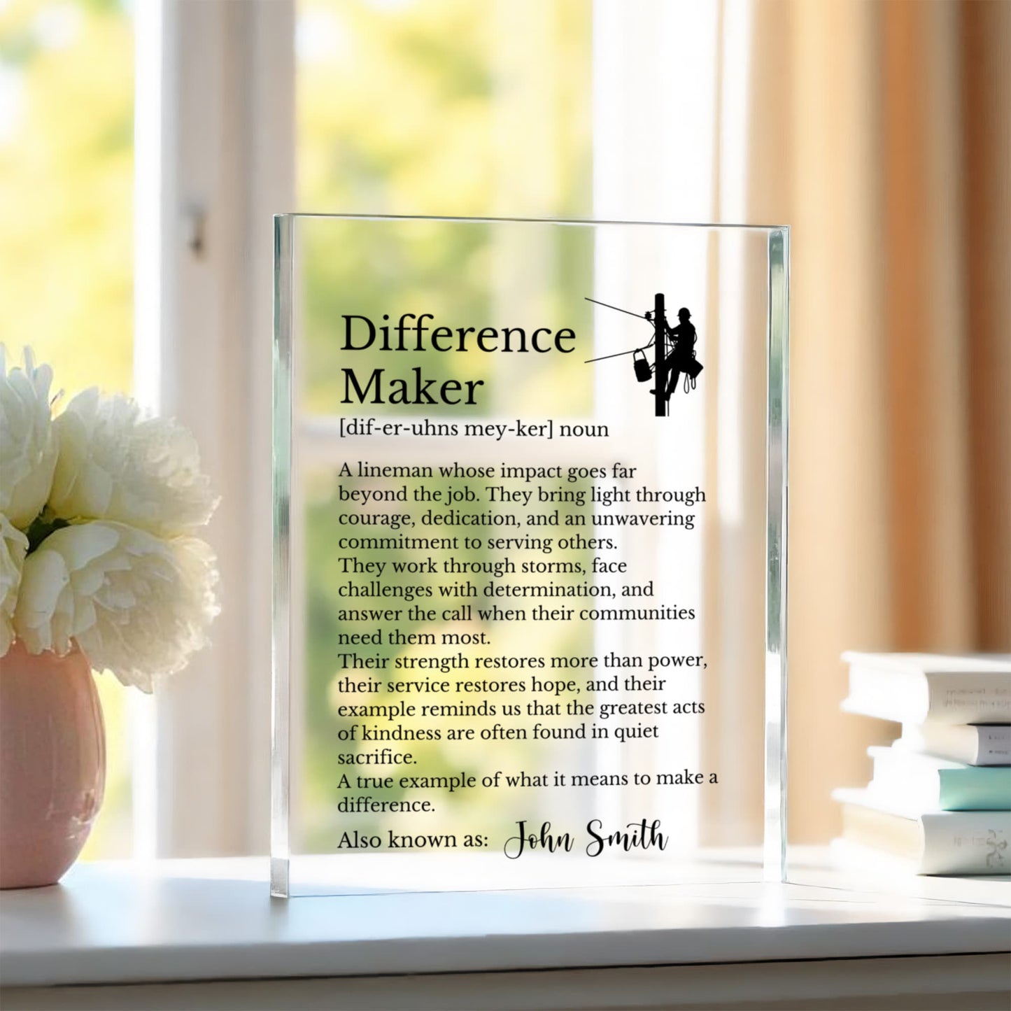Lineman Difference Maker Plaque