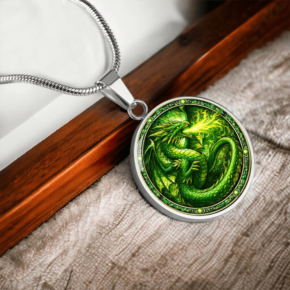 Green Dragon Personalized Engraved Necklace Bracelet or Keychain