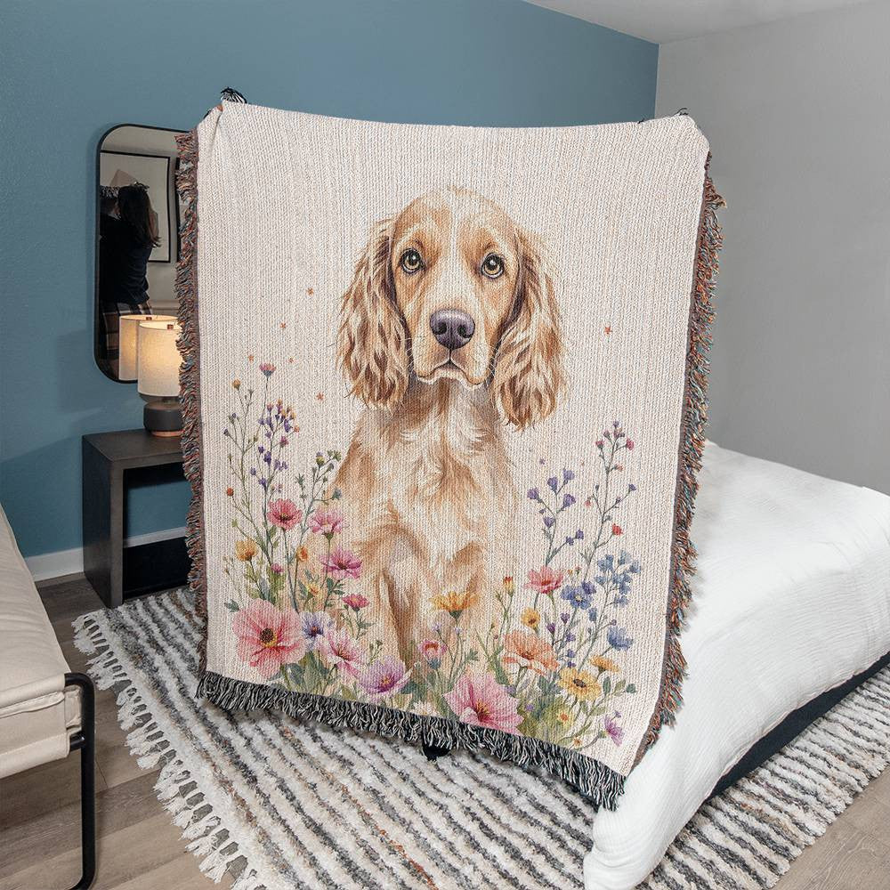 Cocker Spaniel Woven Cotton Throw Blanket-[Heartfelt Family Gift]