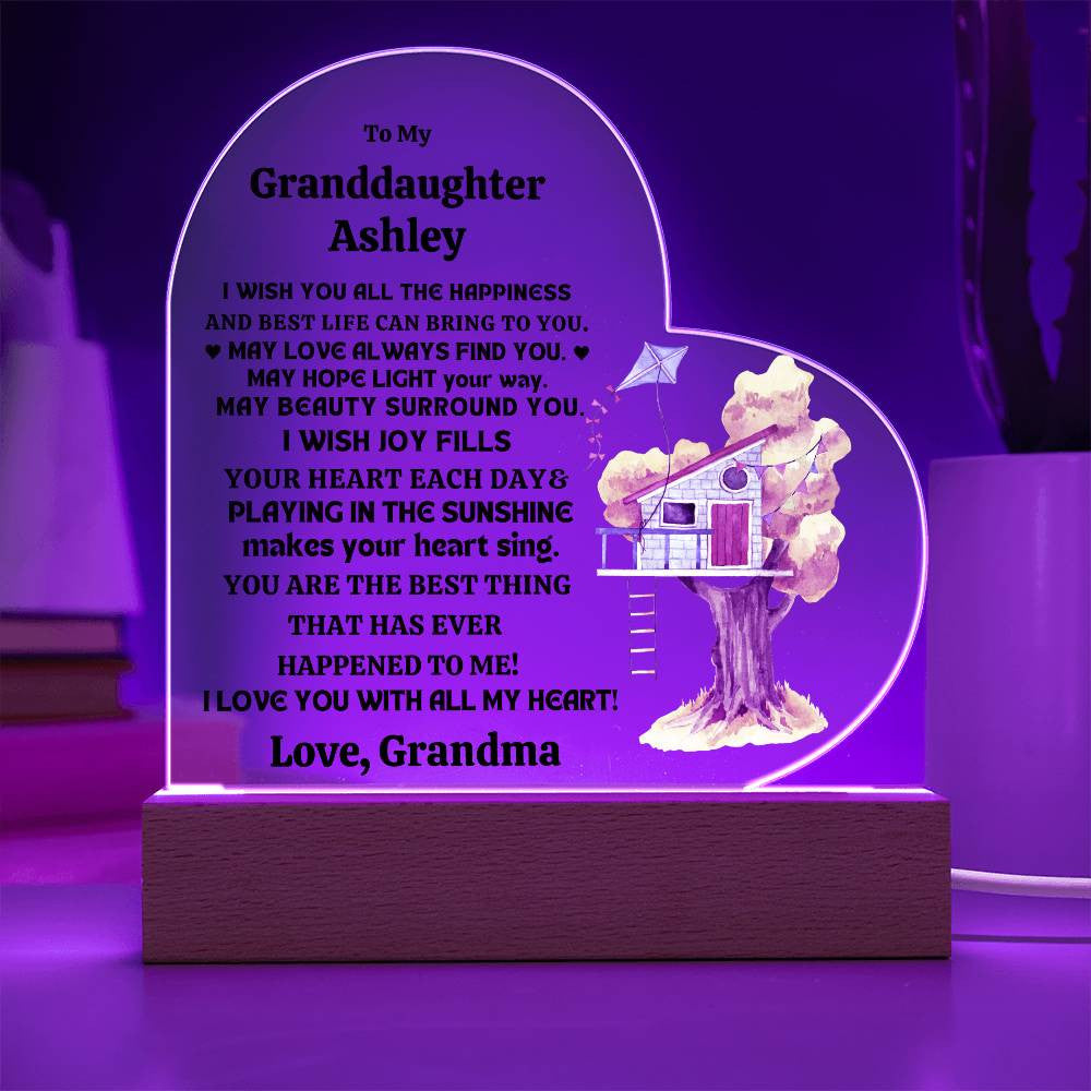 Granddaughter  Personalized LED  Heart Plaque-[Heartfelt Family Gift]