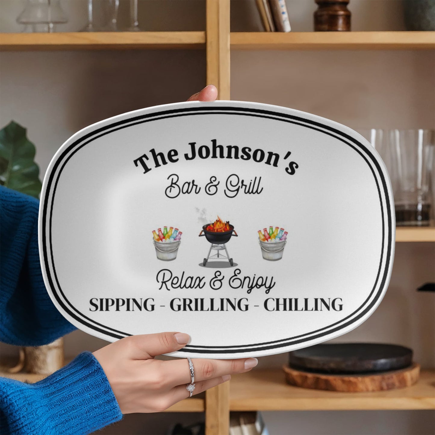 Personalized BBQ Grilling Plate 10”x14” Platter