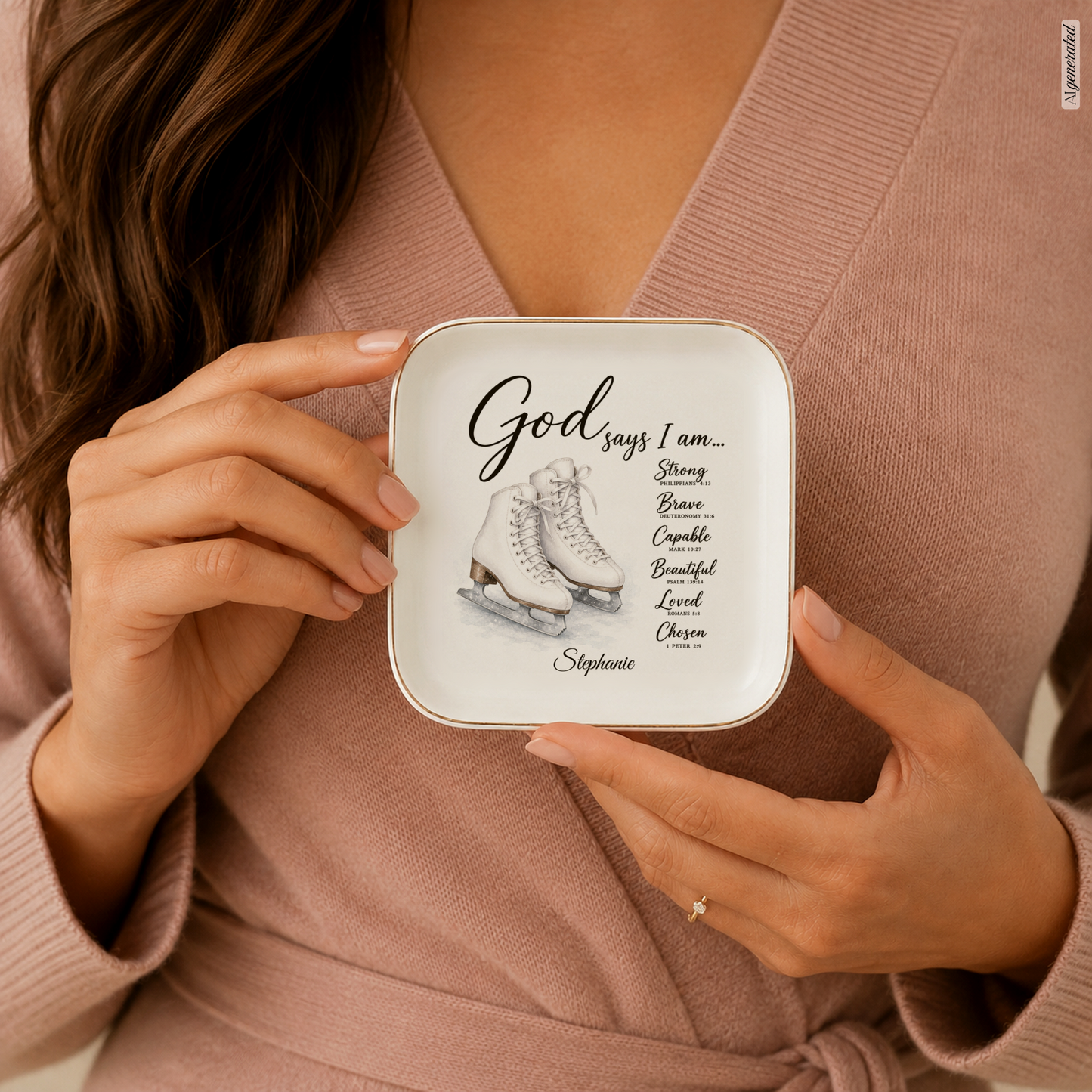 Ice Skating Christian Jewelry Dish Trinket Tray