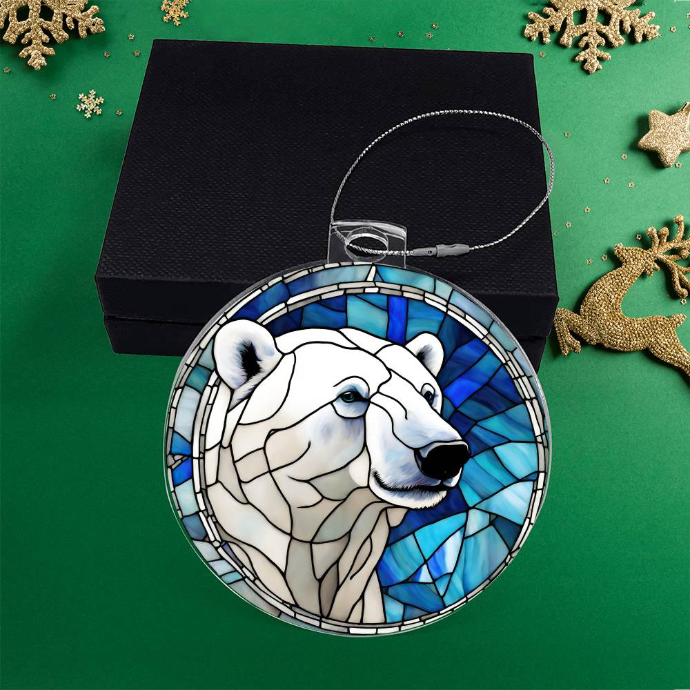 Polar Bear Stained Glass Ornament