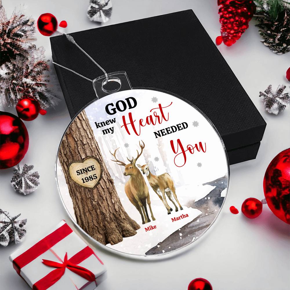 Personalized Deer Couple Ornament, Anniversary Gift for Hunting Couples