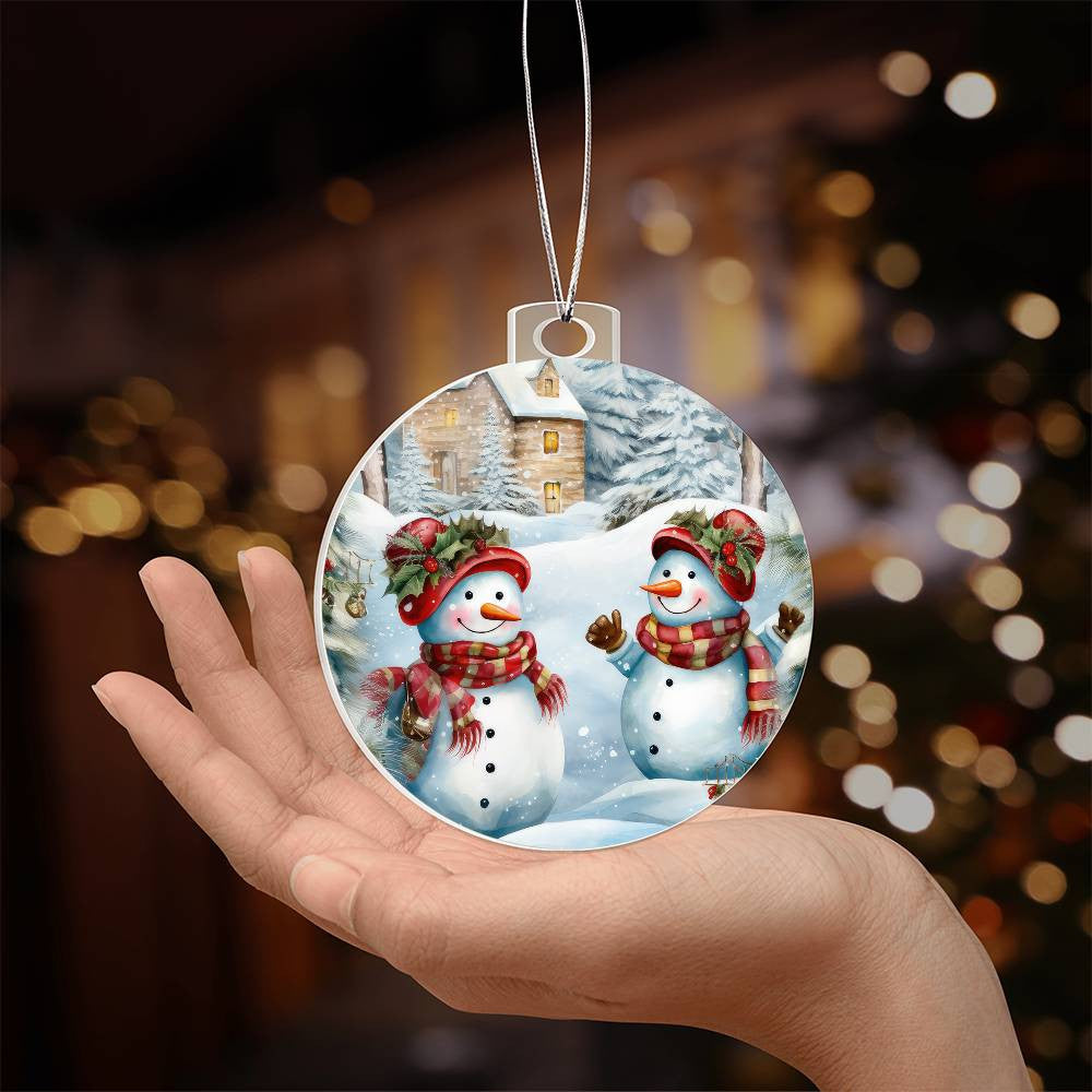 Snowmen Acrylic Christmas Ornament-[Heartfelt Family Gift]