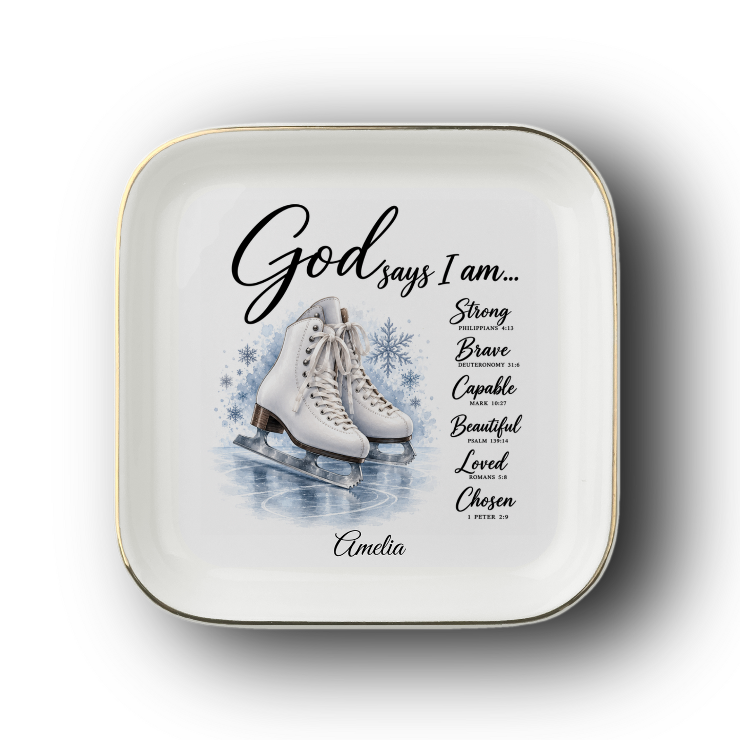 Ice Skating Christian Jewelry Dish Trinket Tray