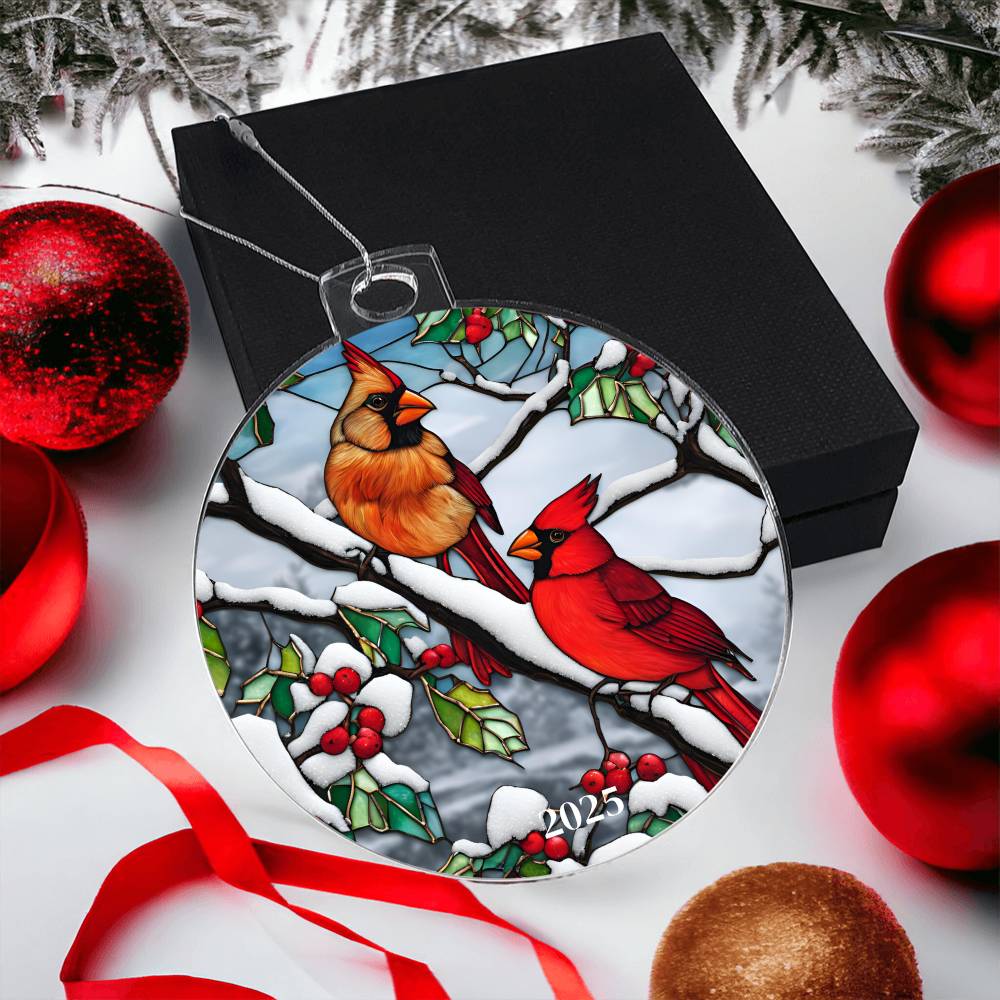 Cardinal Stained Glass Ornament