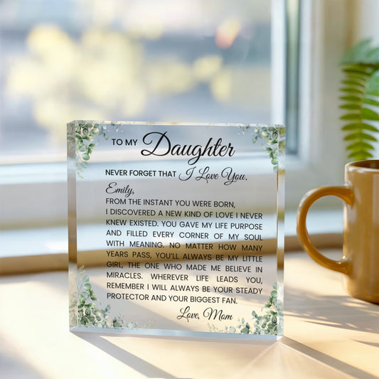 Personalized Daughter Green Floral Plaque Gift