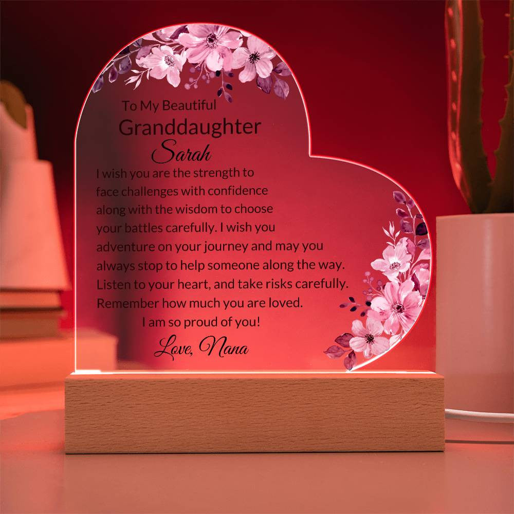 Granddaughter Personalized LED  Heart Plaque-[Heartfelt Family Gift]