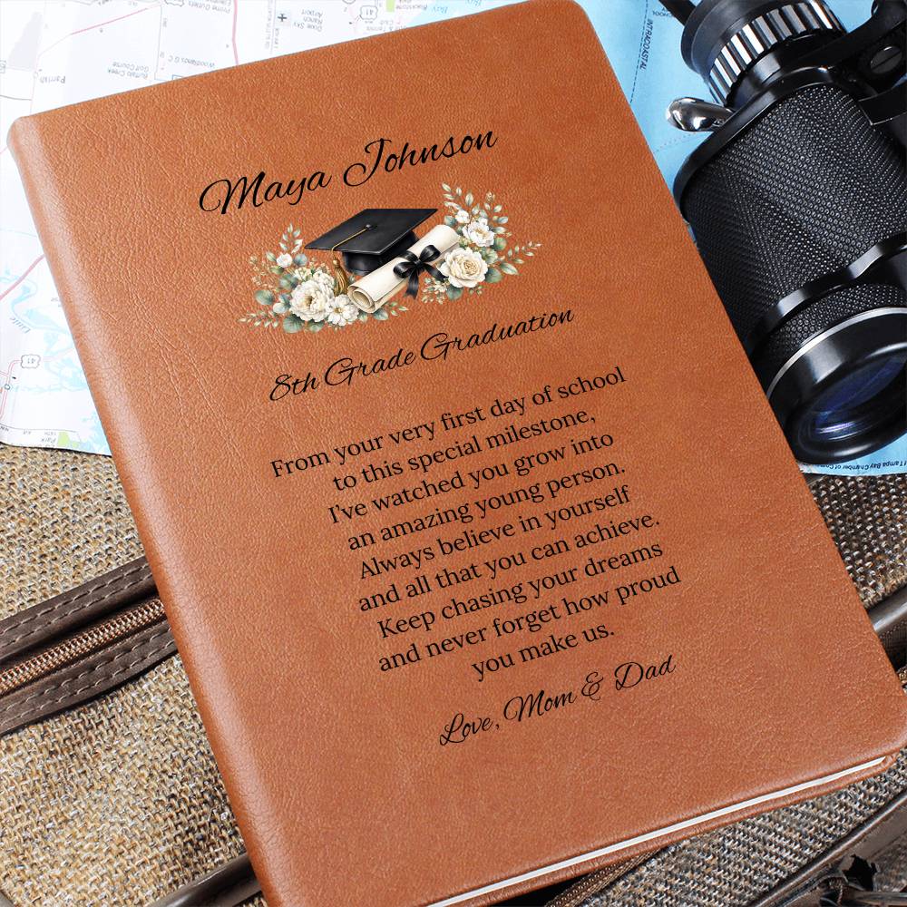 8th Grade Graduation Journal, Personalized Graduation Gift, Leather Keepsake Journal, Inspirational Message for Students, Gift for Kids