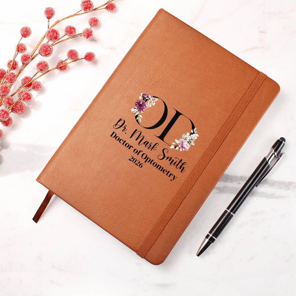 Personalized OD Journal, Optometry Gift, Custom Doctor of Optometry 2026 Notebook, Vegan Leather Cover, Graduation Gift