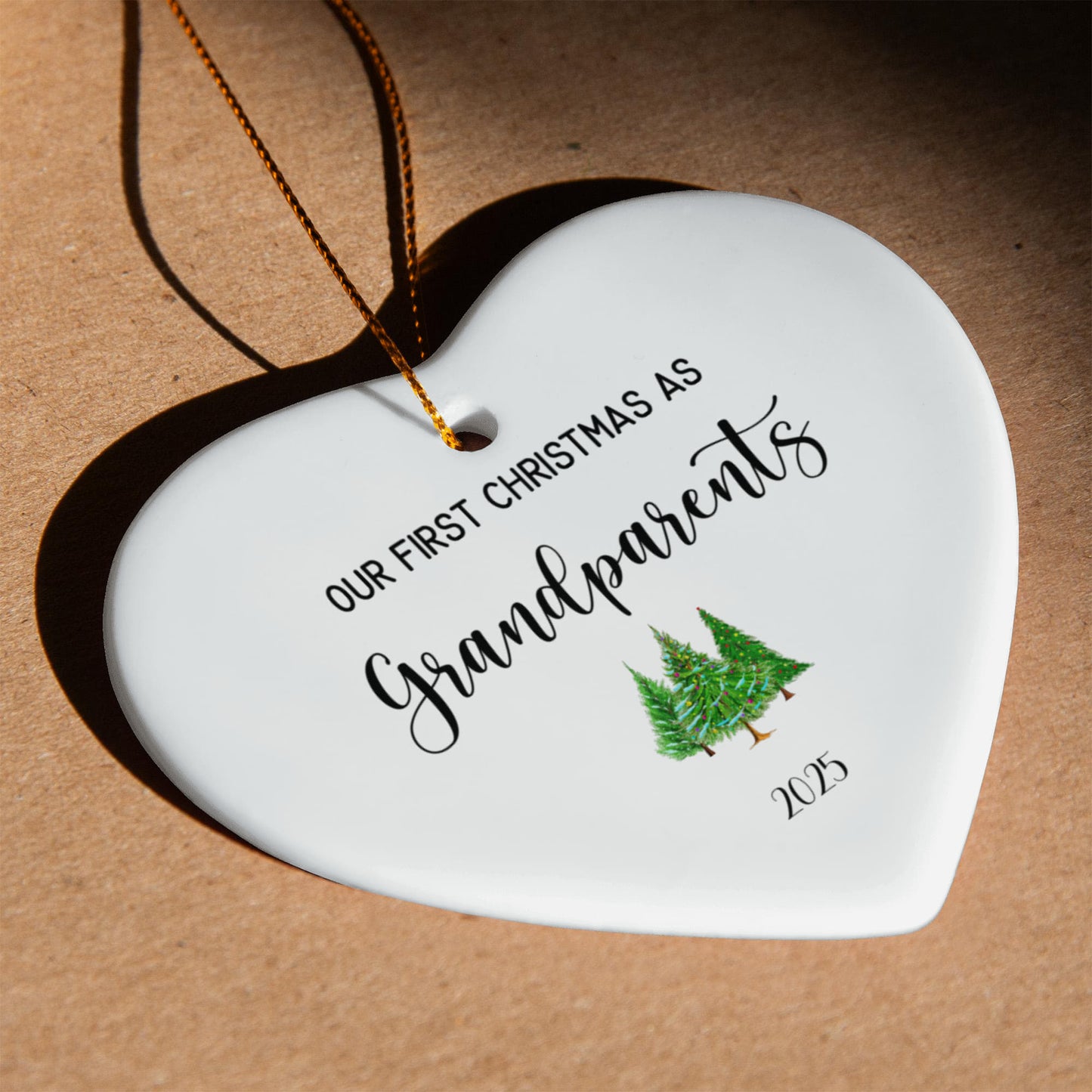 First Christmas As Grandparents Ceramic Heart Ornament