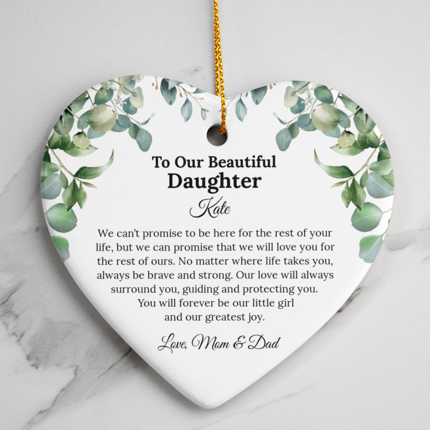Daughter Ceramic Heart Ornament