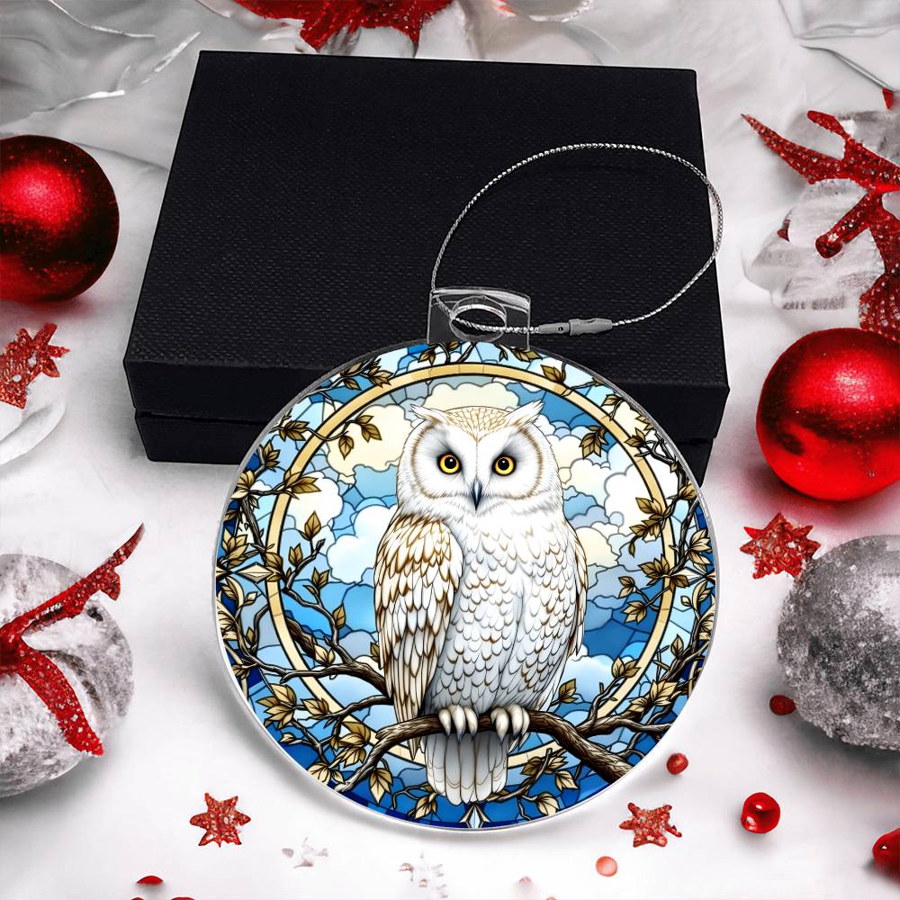 Snowy Owl Acrylic Christmas Ornament