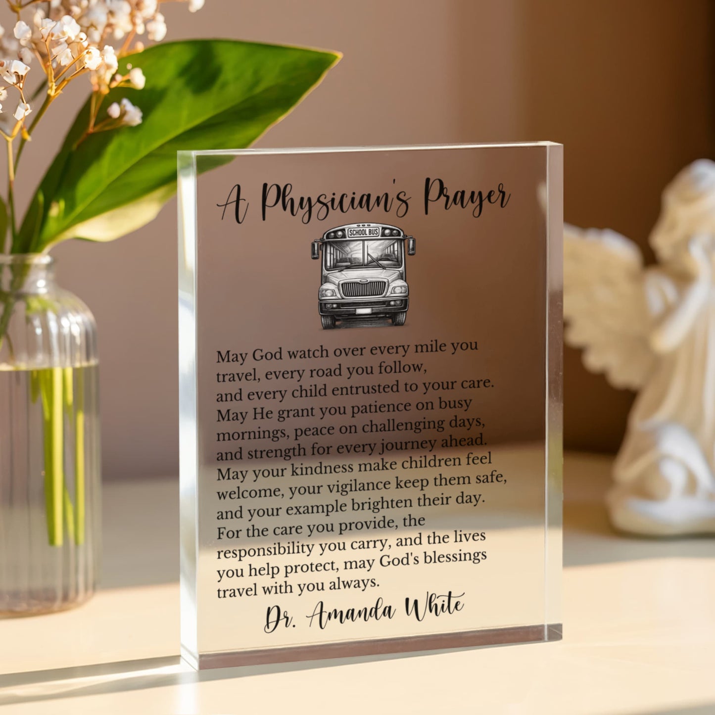School Bus Driver's Prayer Gift, Appreciation Plaque, Personalized Bus Driver Plaque, Thank You Gift for Bus Drivers