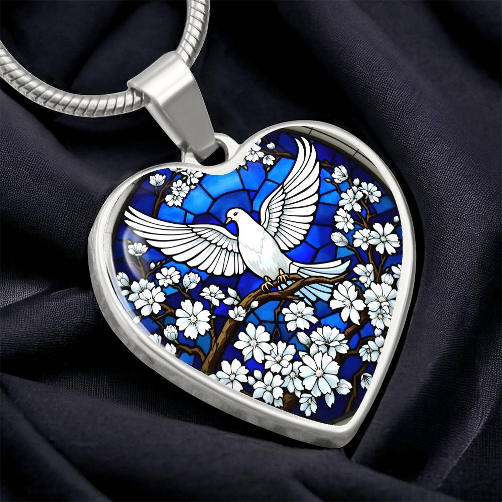 Holy Spirit Dove Engraved Pendant Necklace
