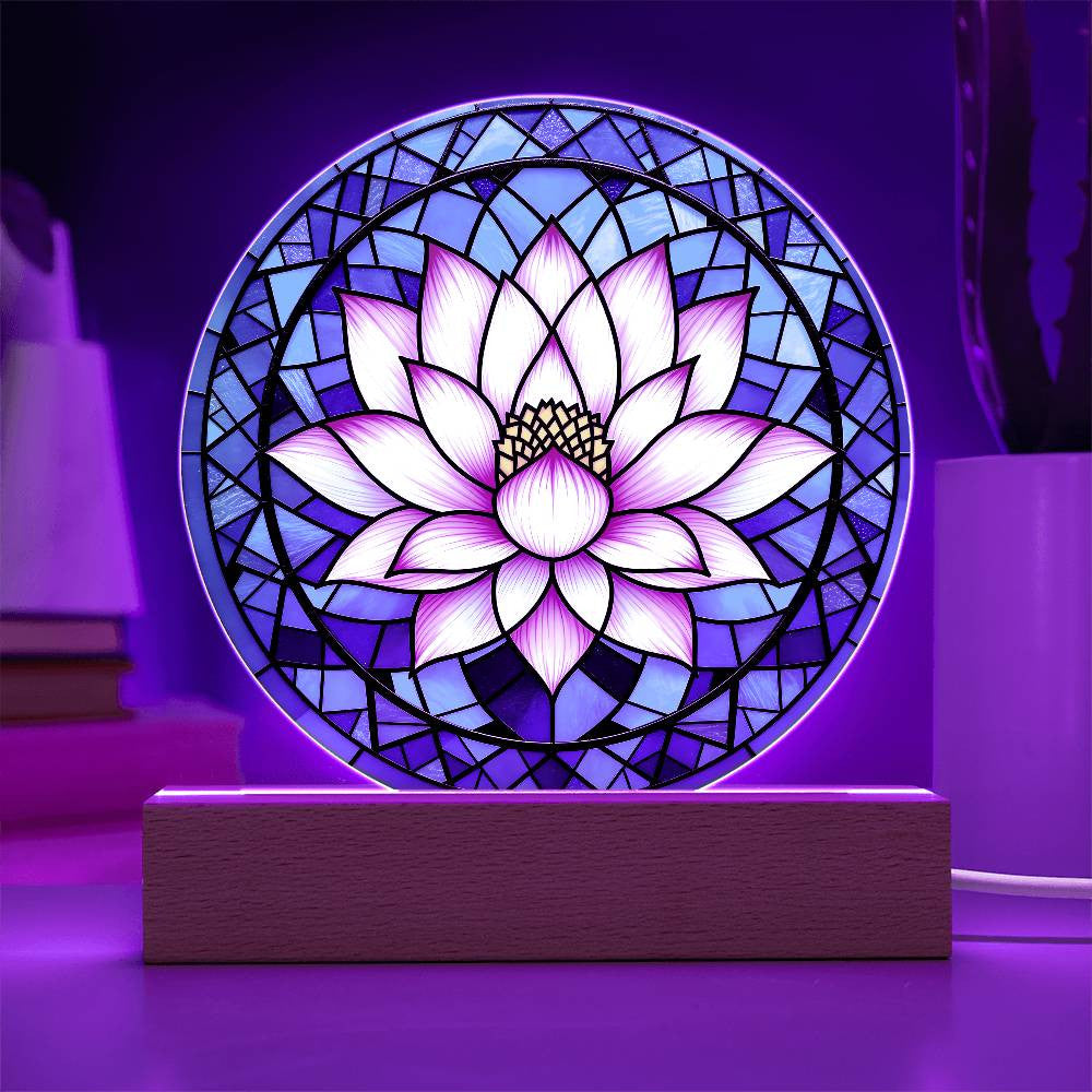 Lotus Flower Acrylic Nightlight Plaque-[Heartfelt Family Gift]
