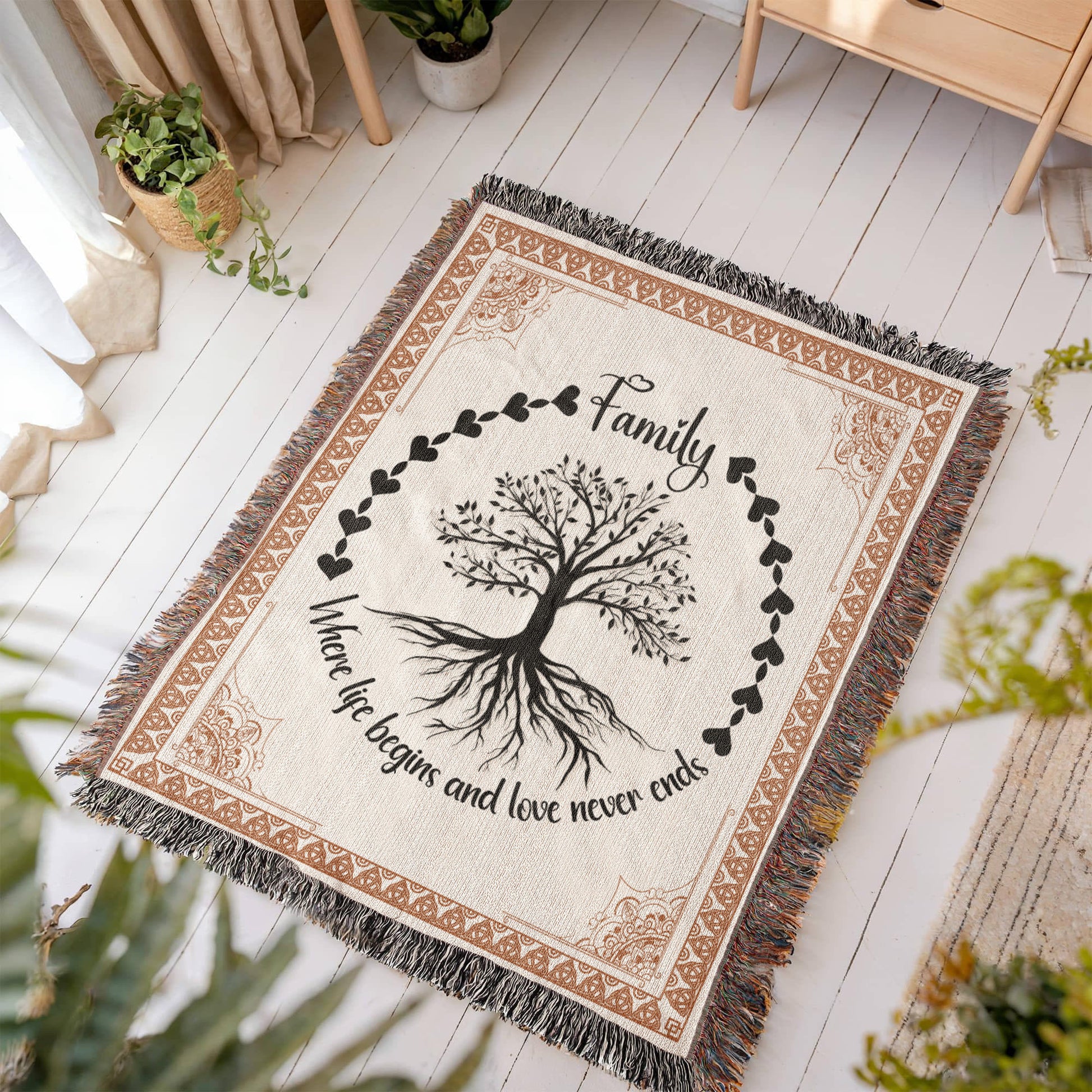 Heirloom Woven Blanket Family-Where life-[Heartfelt Family Gift]