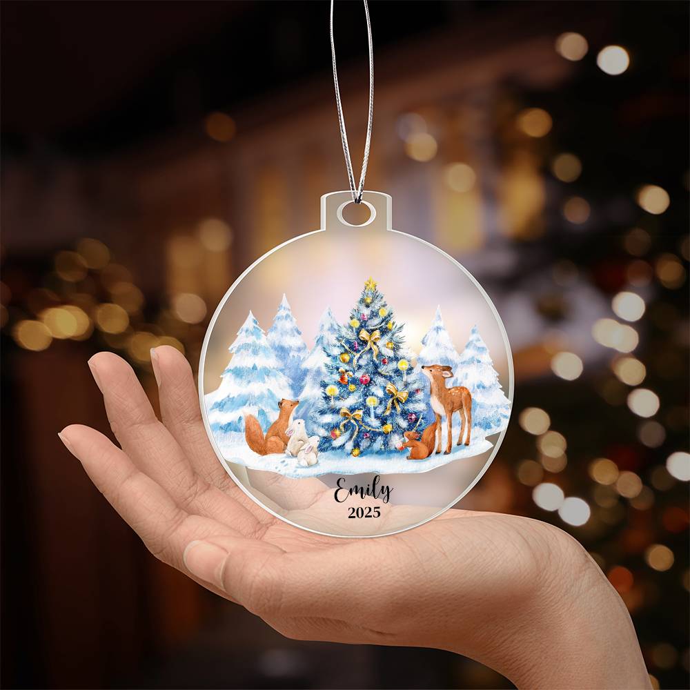 Personalized Woodland Animals Acrylic Heart Ornament