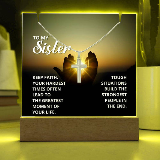 Faith in Hard Times Religious Plaque & Cross Gift Set-[Heartfelt Family Gift]