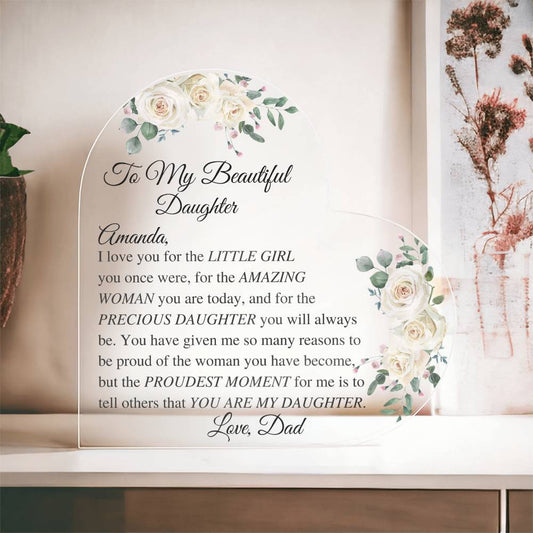 Daughter Acrylic Heart Plaque-[Heartfelt Family Gift]