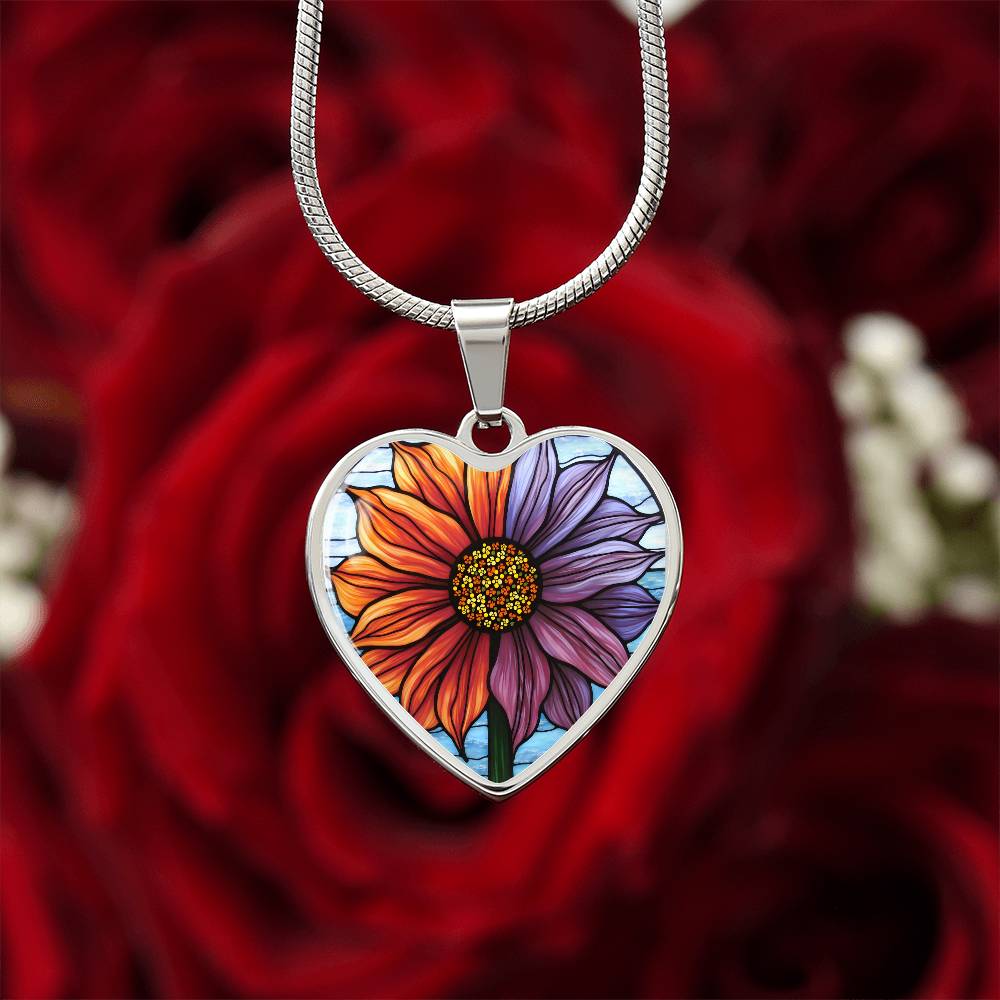 Sunflower Floral Necklace with Engraving