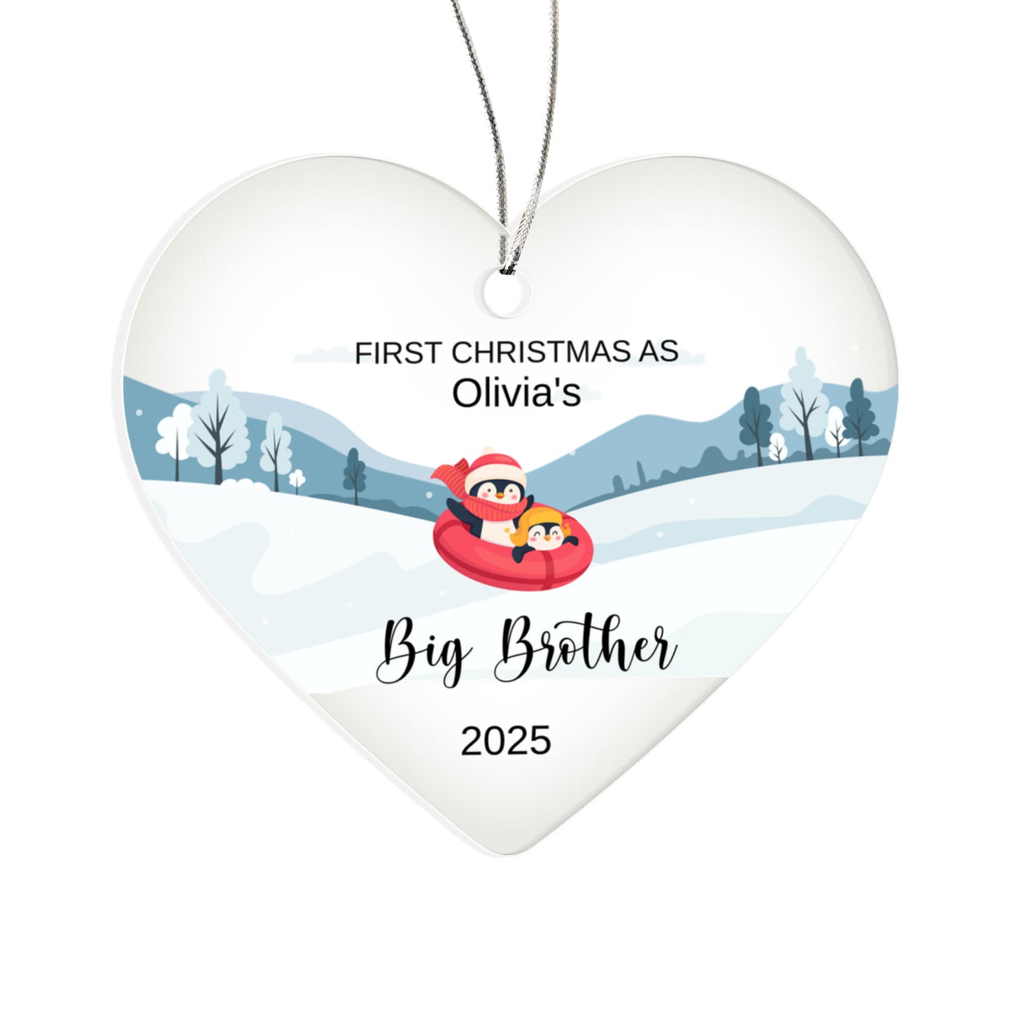 Big Brother or Sister Acrylic Heart Ornament for New Baby