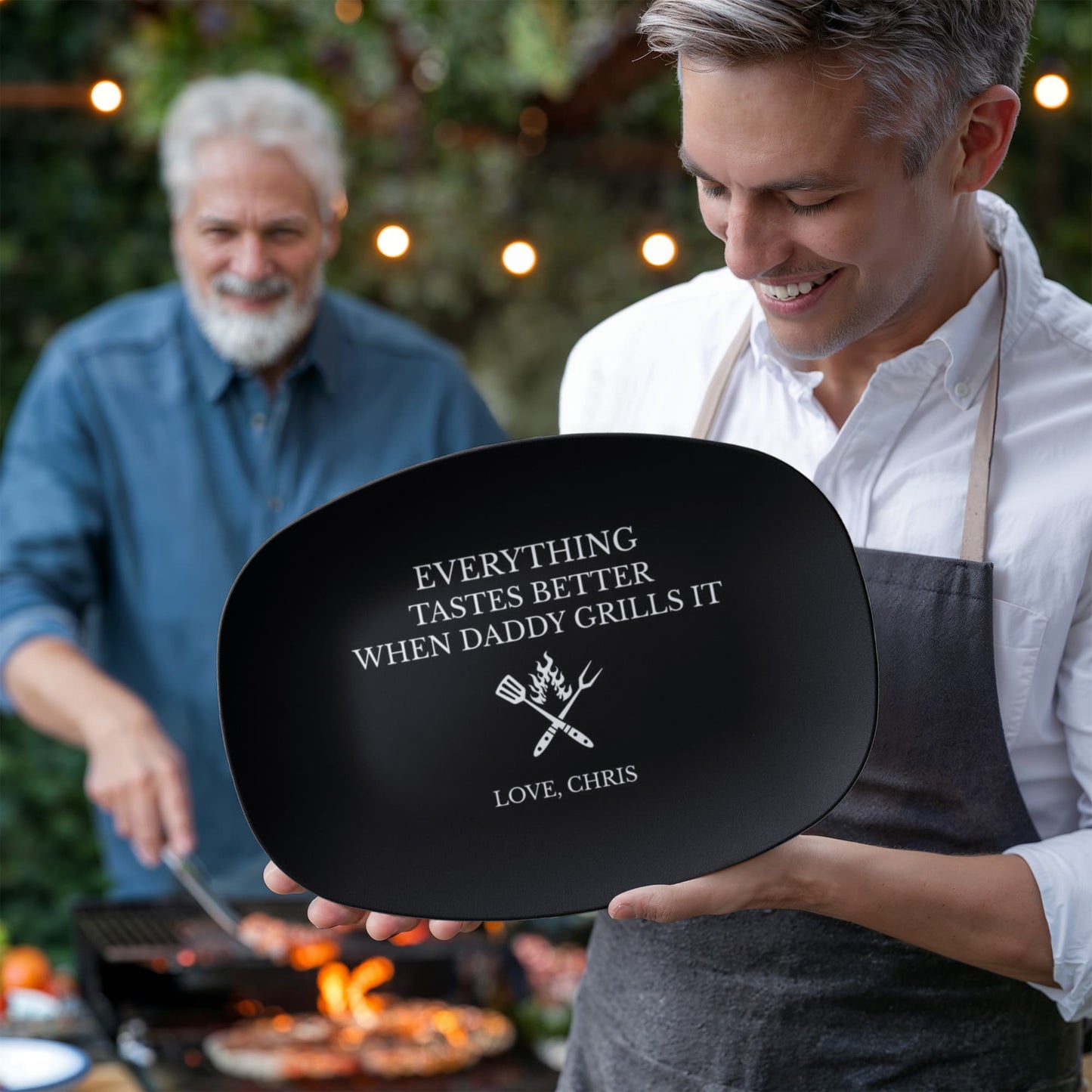 Personalized BBQ Platter, Gift for Dad, Everything Tastes Better Plate, Custom Grill Plate, Dad Grilling Gift, Father's Day Present