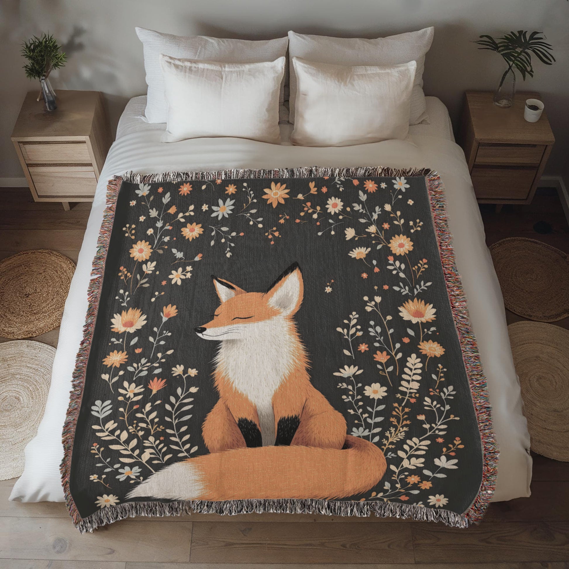 Fox Woven Cotton Throw Blanket-[Heartfelt Family Gift]