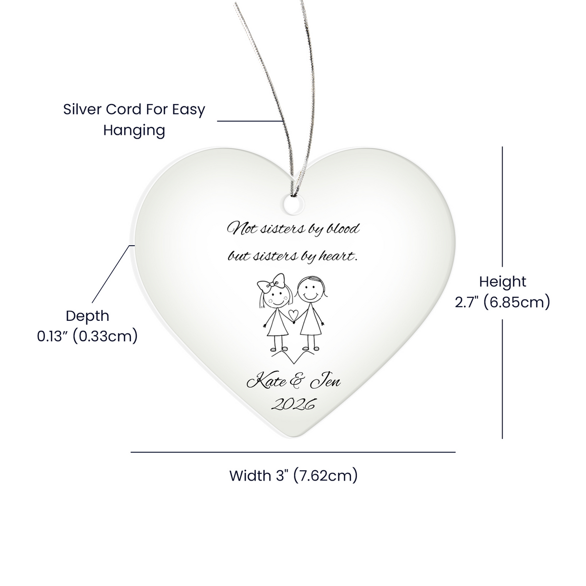 Soul Sister Best Friend Ceramic Heart Ornament