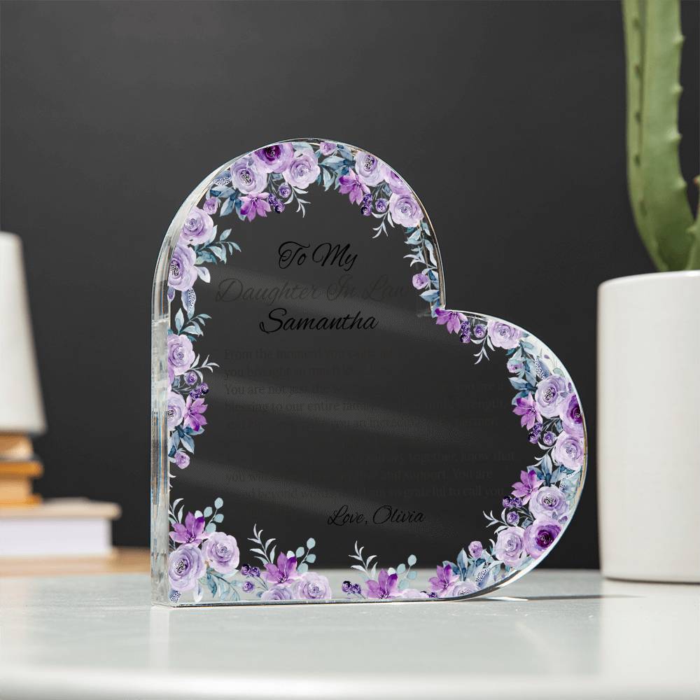 Personalized Heart Acrylic Plaque Gift for Daughter-In-Law