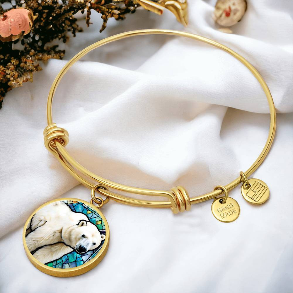 Polar Bear Necklace, Polar Bear Charm Bangle Bracelet, Polar Bear Jewelry, Gift for Polar Bear Lover, White polar bear, Polar Bear charm-[Heartfelt Family Gift]