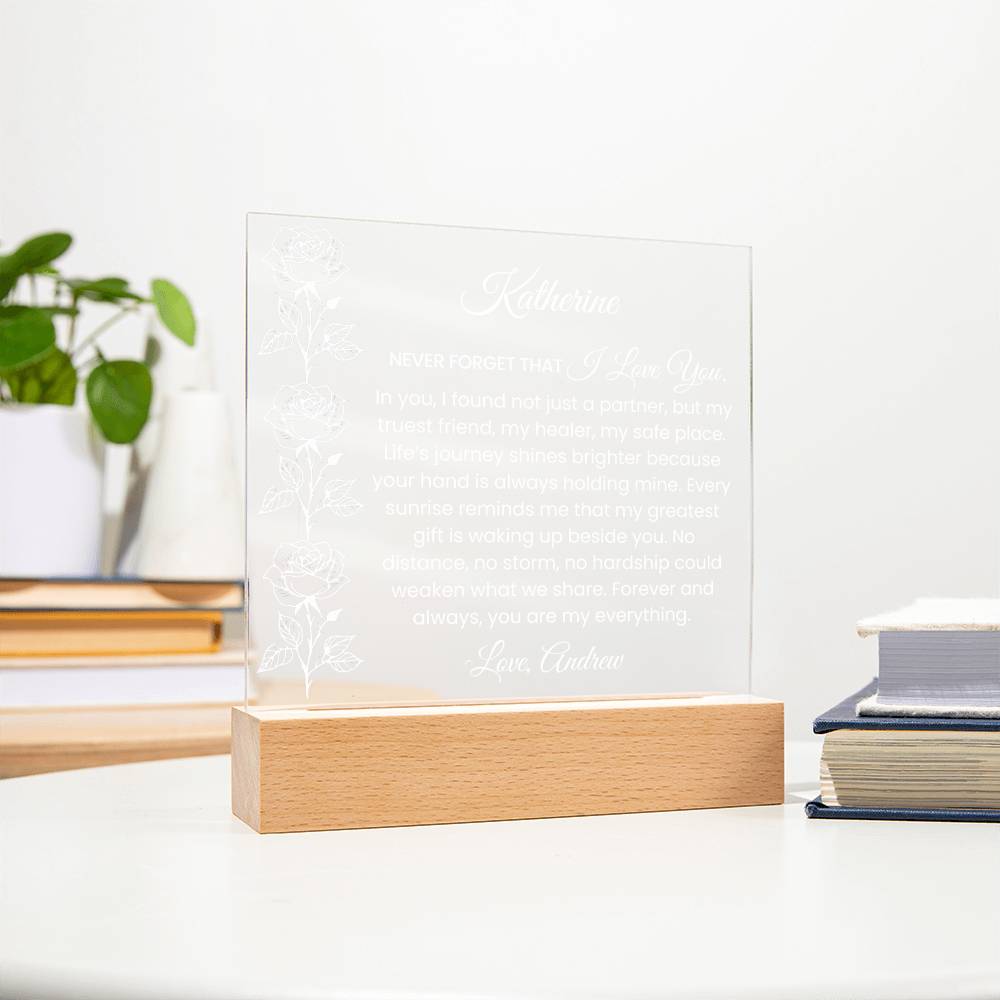 Personalized Wife Rose Plaque Gift
