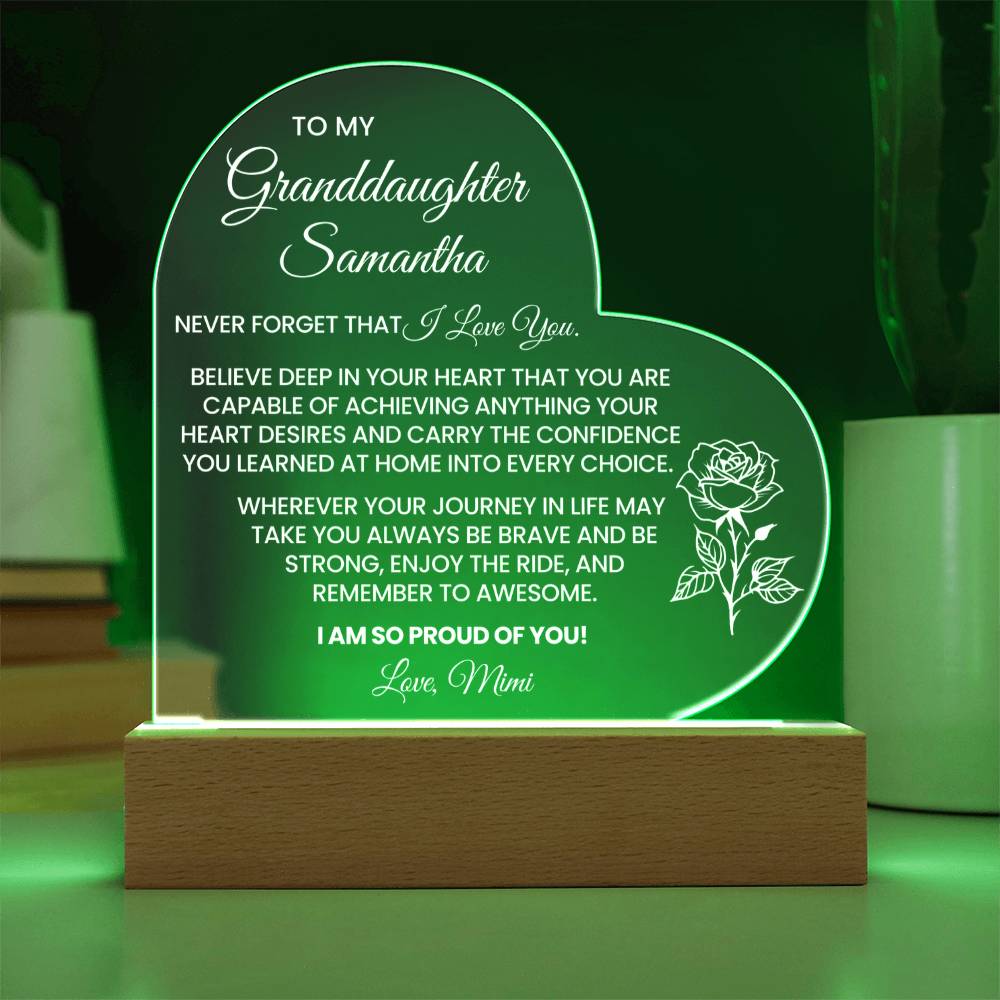 Personalized Granddaughter Plaque Gift with Name