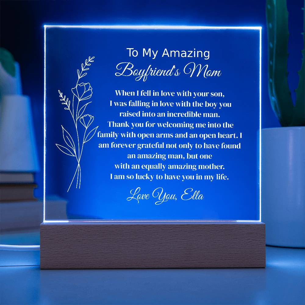Personalized Boyfriend's Mom Lighted Plaque