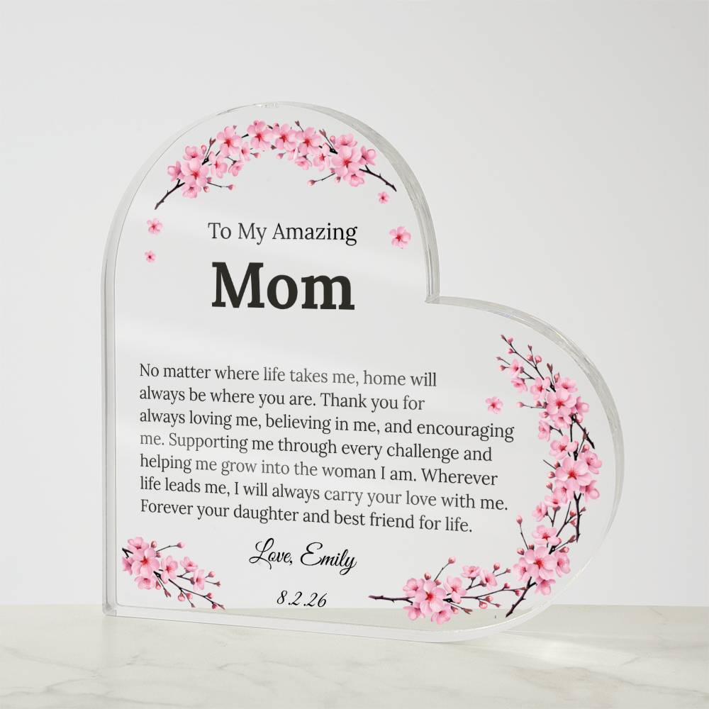 Mom Heart Plaque From Daughter or Son
