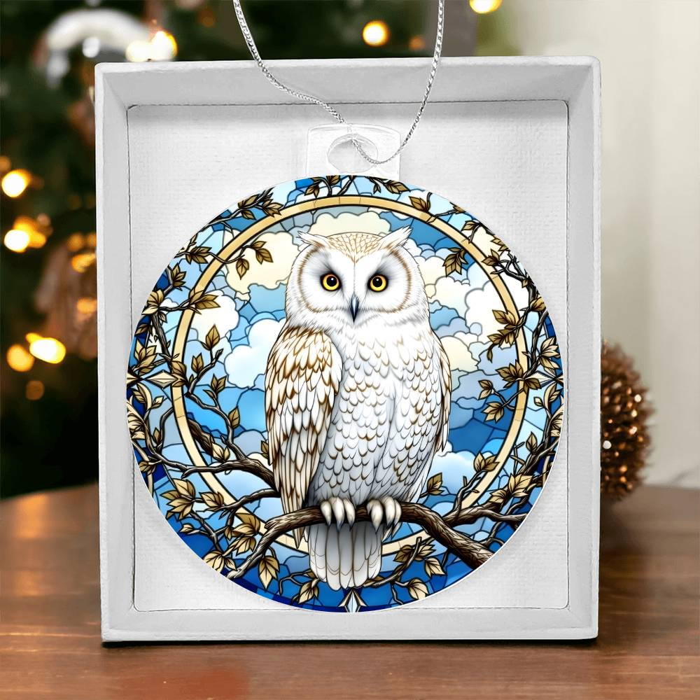 Snowy Owl Acrylic Christmas Ornament