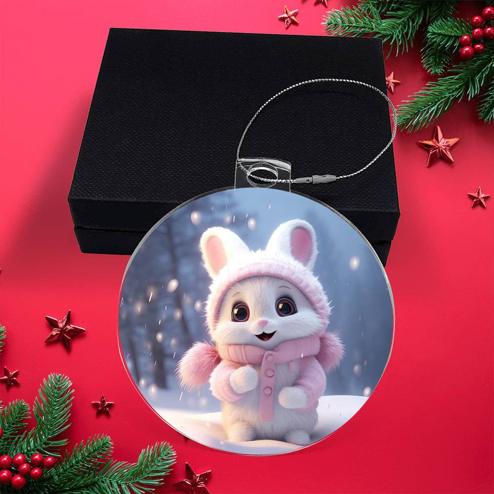 Bunny Acrylic Christmas Ornament-[Heartfelt Family Gift]