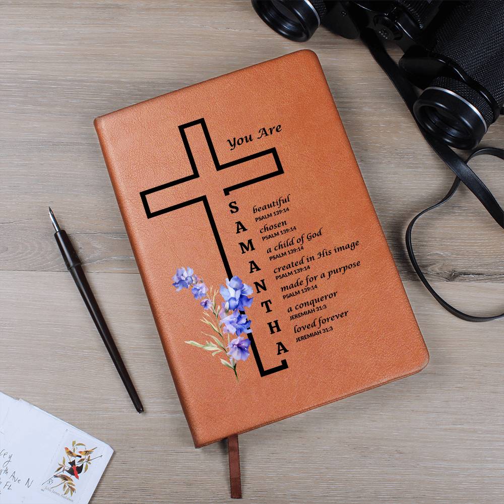 Vegan Leather Journal with Personalized Birth Flowe