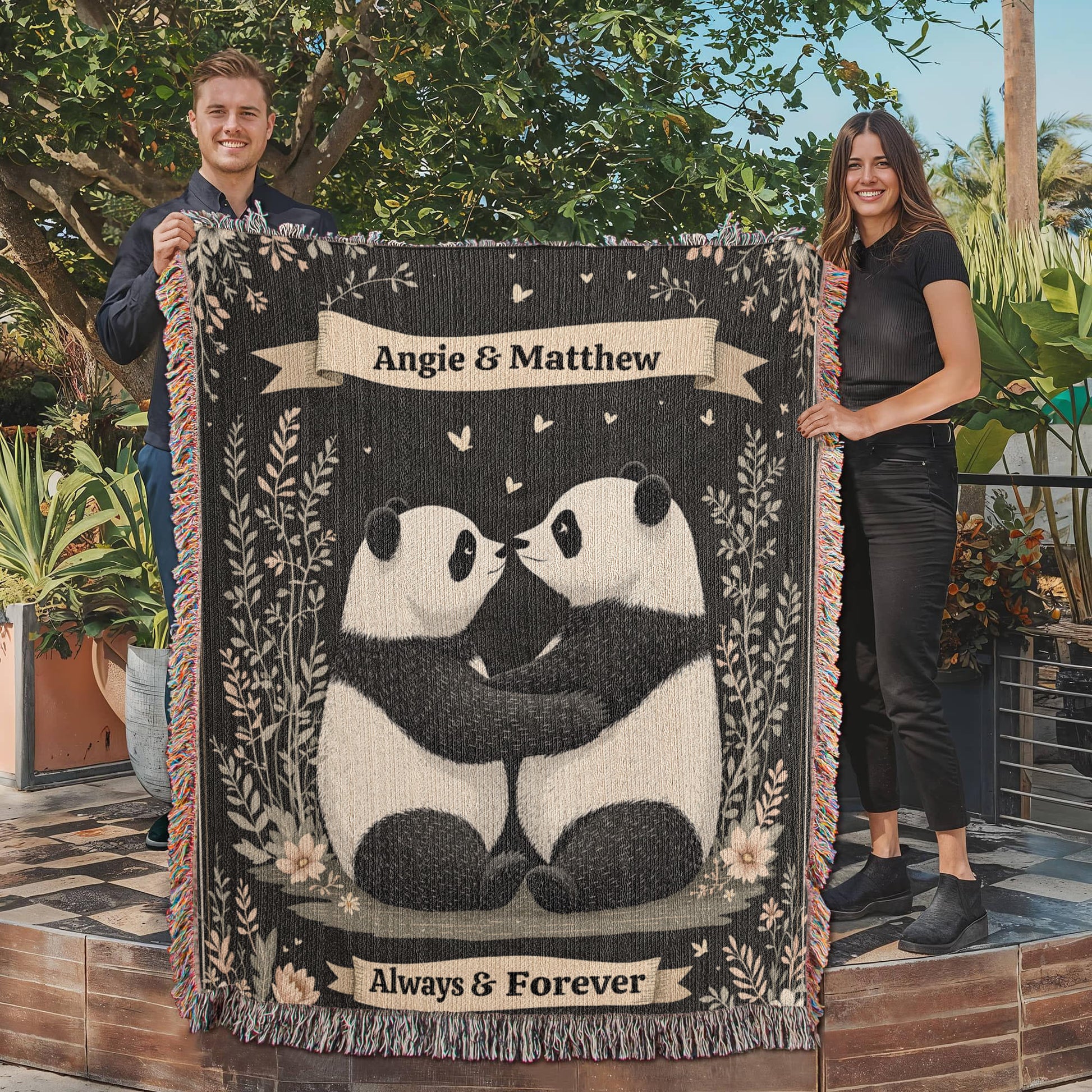 Panda Couple Cuddle Blanket for Valentines Day or Anniversary-[Heartfelt Family Gift]