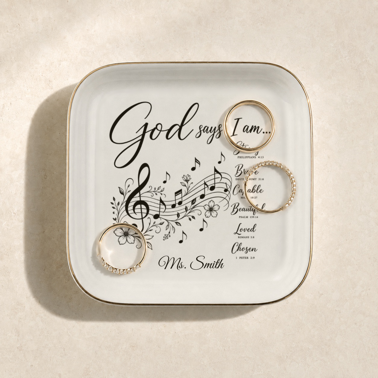 Music Notes Christian Jewelry Dish Trinket Tray